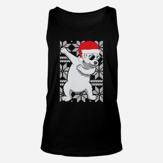Dabbing Dab Polar Bear Ugly Christmas Gift Funny Holiday Sweatshirt Unisex Tank Top | Crazezy