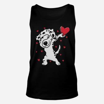 Dabbing Dalmatian Funny Valentines Day Unisex Tank Top - Monsterry
