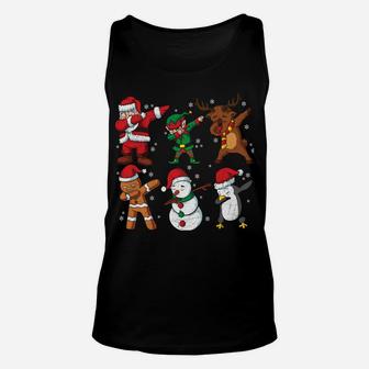 Dabbing Elf Penguin Reindeer Dab Santa Sweatshirt Unisex Tank Top | Crazezy
