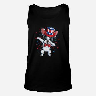 Dabbing French Bulldog 4Th Of July American Flag Unisex Tank Top - Monsterry