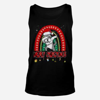 Dabbing Miniature Schnauzer Dog Boho Rainbow Funny Christmas Sweatshirt Unisex Tank Top | Crazezy DE