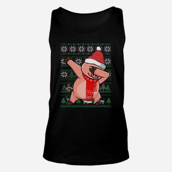 Dabbing Pig Ugly Christmas Sweater Funny Xmas Party Costume Sweatshirt Unisex Tank Top | Crazezy