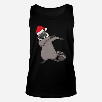 Dabbing Raccoon With Santa Claus Hat Christmas Dab Dance Unisex Tank Top | Crazezy AU
