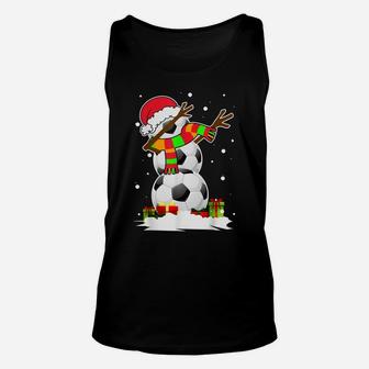 Dabbing Snowman Soccer Christmas Funny Dab Ball Gift Unisex Tank Top | Crazezy