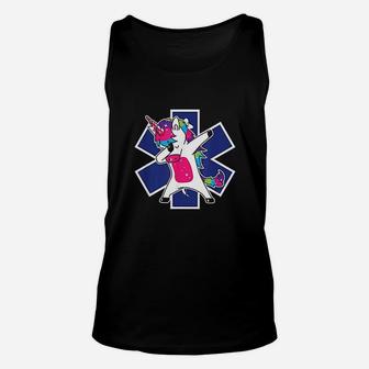 Dabbing Unicorn Ems Emt Nurse Medic Doctor Funny Unisex Tank Top | Crazezy