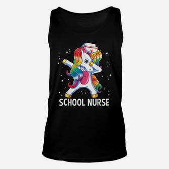 Dabbing Unicorn Funny School Nurse Medical Nursing Gift Unisex Tank Top | Crazezy