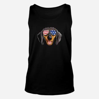 Dachshund 4Th Of July Sunglasses Usa American Flag Unisex Tank Top - Monsterry