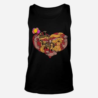 Dachshund Heart Shape Dog Lovers Valentines Day Unisex Tank Top - Monsterry