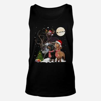 Dachshund Reindeer Xmas Lights Christmas Moon Xmas Dog Sweatshirt Unisex Tank Top | Crazezy