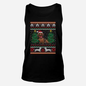Dachshund Ugly Christmas Funny Holiday Dog Lover Xmas Gift Sweatshirt Unisex Tank Top | Crazezy