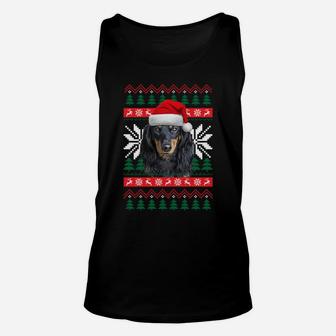 Dachshund Ugly Christmas Santa Hat Doxie Dog Xmas Gift Sweatshirt Unisex Tank Top | Crazezy AU
