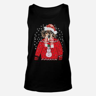 Dachshund Weiner Dog Doxie Ugly Xmas Santa Puppy Gift Outfit Unisex Tank Top - Monsterry DE