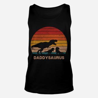 Dad Dinosaur Daddysaurus 2 Two Kids Christmas Birthday Gift Unisex Tank Top | Crazezy UK