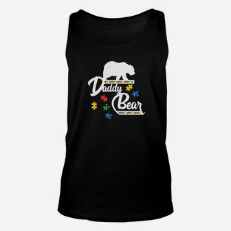 Daddy Bear Puzzle Autism Awareness Dad Unisex Tank Top - Monsterry