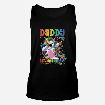 Daddy Of The Birthday Princess Dabbing Unicorn Unisex Tank Top | Crazezy
