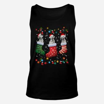 Dalmatian Christmas Socks Funny Xmas Pajama Dog Lover Gift Sweatshirt Unisex Tank Top | Crazezy UK