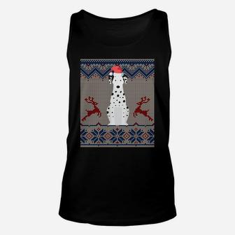 Dalmatian Dog Santa Hat Ugly Christmas Sweater Gift Sweatshirt Unisex Tank Top | Crazezy