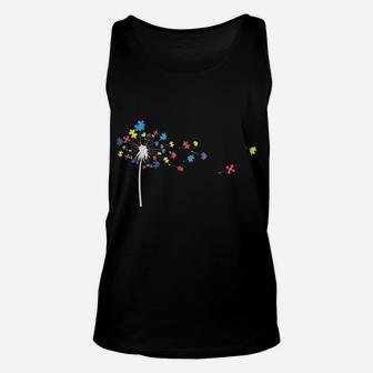 Dandelion Flower Puzzle Pieces Autism Awareness Shirts Gifts Unisex Tank Top | Crazezy