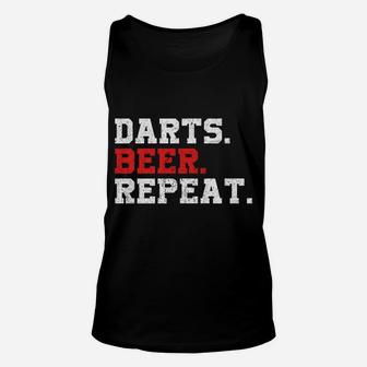 Darts Beer Repeat Dart-Player Funny Drinking Gift Unisex Tank Top | Crazezy AU