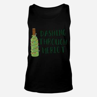 Dashing Through Merlot Funny Wine Drinking Sweatshirt Unisex Tank Top | Crazezy UK