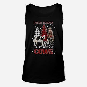 Dear Santa Just Bring Cows Christmas Buffalo Plaid Heifer Sweatshirt Unisex Tank Top | Crazezy CA