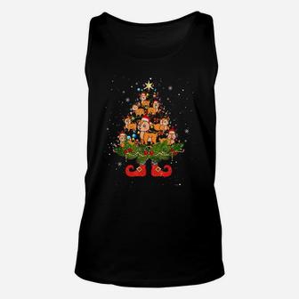 Deers Christmas Tree Lights Funny Santa Hat Lover Unisex Tank Top | Crazezy AU