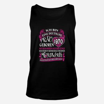 Deutsche Powerfrau 1970 Geburtstags Unisex TankTop, Herz & Seele Design - Seseable