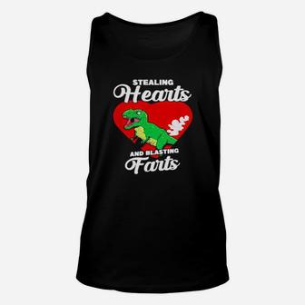 Dinosaurs Stealing Hearts And Blasting Farts Valentines Day Unisex Tank Top - Monsterry AU