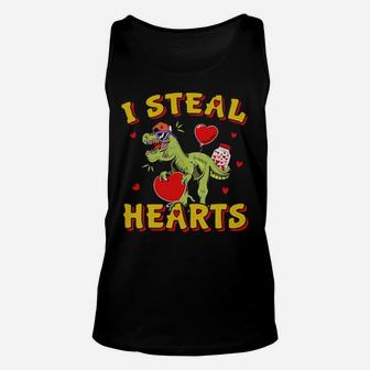 Dinosaurs T Rex I Steal Hearts Valentines Day Unisex Tank Top - Monsterry