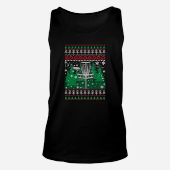 Disc Golf Ugly Christmas Sweatshirt Present Holiday Xmas Unisex Tank Top | Crazezy