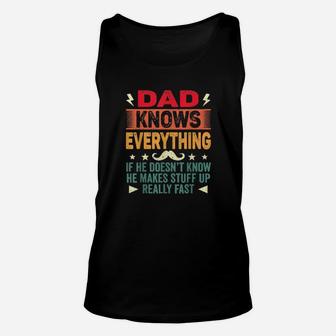 Distressed Dad Know Everything Fathers Day Unisex Tank Top - Monsterry