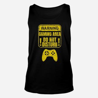 Distressed Gamer Warning Gaming Area Do Not Disturb Unisex Tank Top - Monsterry UK