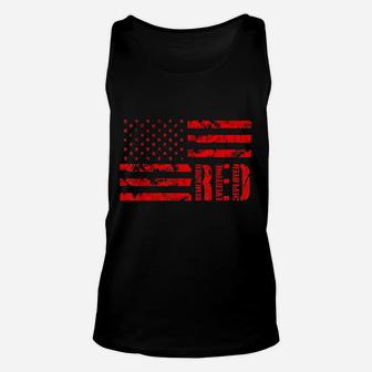 Distressed Red Friday Remember Everyone Deployed Unisex Tank Top | Crazezy