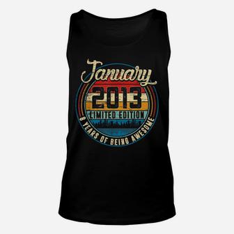 Distressed Retro January 2013 8Th Birthday Gift 8 Yrs Old Unisex Tank Top | Crazezy DE