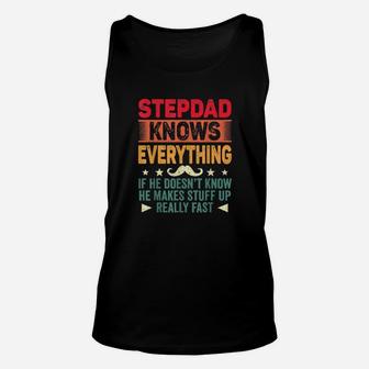 Distressed Stepdad Know Everything Fathers Day Unisex Tank Top - Monsterry AU
