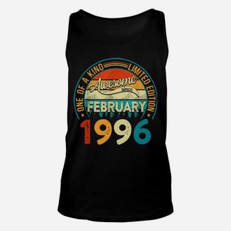 Distressed Vintage Awesome Since February 1996 25 Years Old Unisex Tank Top - Monsterry CA