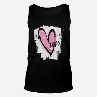 Distressed Xoxo Pink Heart Unisex Tank Top - Monsterry