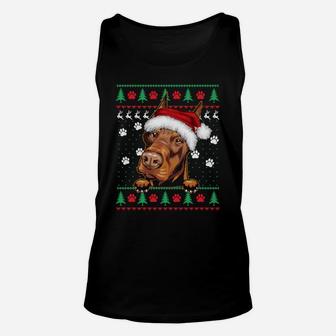 Doberman Christmas Ugly Sweater Funny Dog Lover Xmas Sweatshirt Unisex Tank Top | Crazezy UK
