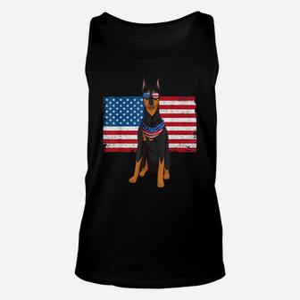 Doberman Dad & Mom American Flag 4Th Of July Usa Funny Dog Unisex Tank Top | Crazezy DE