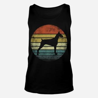 Doberman Lover Owner Gifts Retro Sunset Dog Silhouette Dad Unisex Tank Top | Crazezy CA