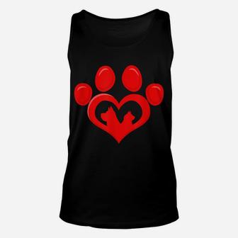 Dog And Cat Paw Love Heart For Dog And Cat Lovers Women's Unisex Tank Top | Crazezy