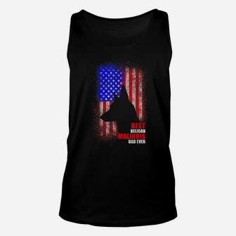 Dog Dad Ever American Flag Belgian Malinois Fathers Day Unisex Tank Top | Crazezy CA
