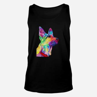 Dog Lover Gifts Colorful Cool German Shepherd Unisex Tank Top | Crazezy