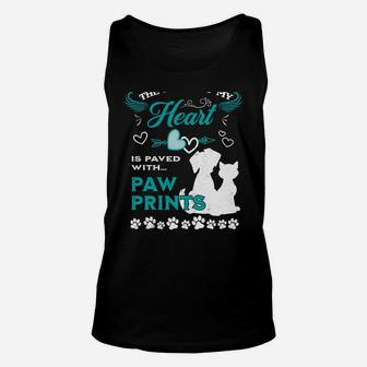 Dog Lovers The Road To My Heart Is Paved With Paw Prints Cat Unisex Tank Top | Crazezy
