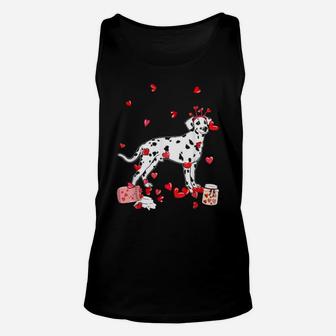 Dog Valentine Cute Dalmatian Valentines Day Unisex Tank Top - Monsterry