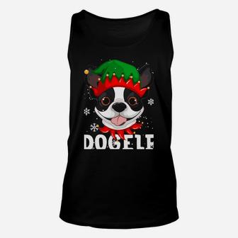 Dogelf Boston Terrier Dog Funny Ugly Christmas Sweater Sweatshirt Unisex Tank Top | Crazezy AU