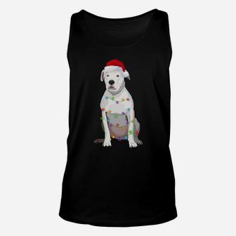 Dogo Argentino Christmas Lights Xmas Dog Lover Unisex Tank Top | Crazezy