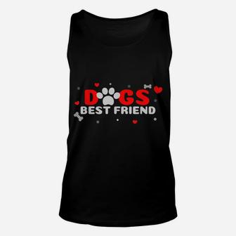 Dogs Best Friend Dog, Heart Paw Print, Dog Lovers Unisex Tank Top | Crazezy
