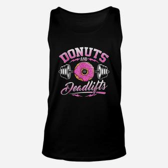 Donuts And Deadlifts Weightlifting Unisex Tank Top | Crazezy