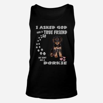 Dorkie Terrier Dog Mom Costume Doxie Yorkie Dad, Cute Dorkie Unisex Tank Top | Crazezy CA